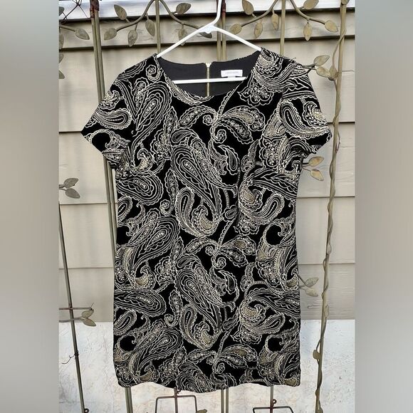Calvin Klein Velvet Dress With Gold Embroidery - Picture 1 of 6